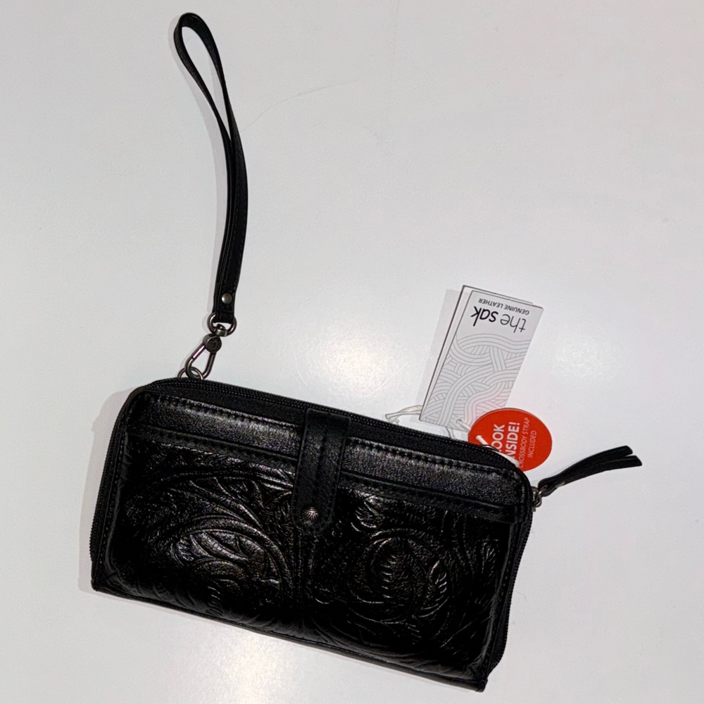 NWT Genuine Leather Black Clutch & Crossbody Purse made by The Sak